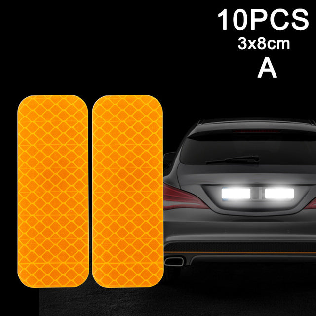 10pcs Car Door Sticker Decal Warning Mark Tape Reflective Sticker Reflective Strip OPEN High Sign Safety Light Reflector Strip