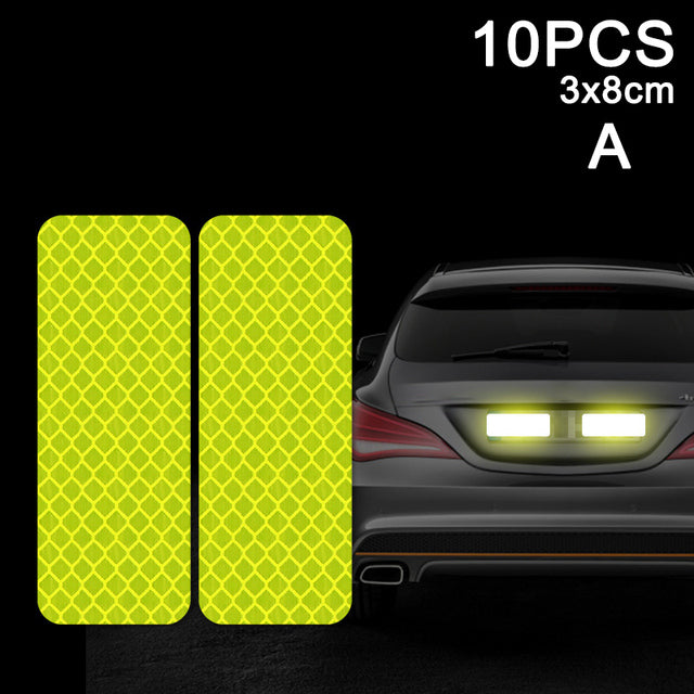 10pcs Car Door Sticker Decal Warning Mark Tape Reflective Sticker Reflective Strip OPEN High Sign Safety Light Reflector Strip