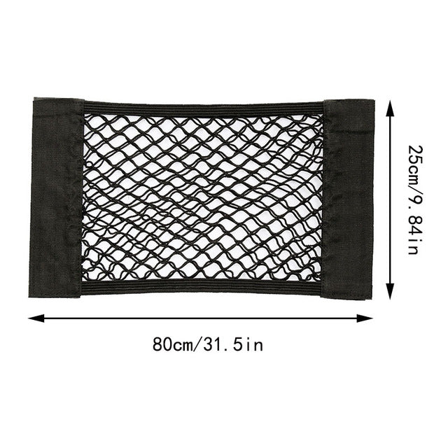 Car Back Rear Trunk Seat Storage Bag Auto Accessories Organizer Double-deck Elastic String Net Magic Sticker Pocket Bag Mesh