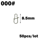 OUTKIT 50PCS Stainless steel Pin Swivel Fishing Accessories Connector Lure Clip Rolling Swivels Sea Fishing Tackle