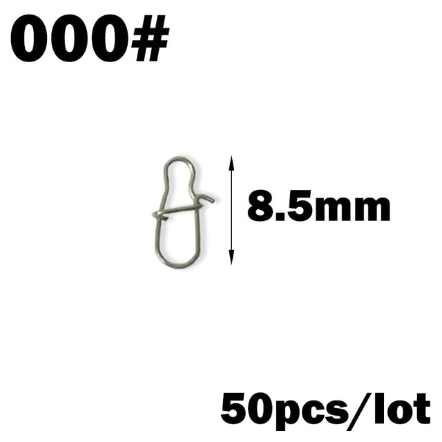 OUTKIT 50PCS Stainless steel Pin Swivel Fishing Accessories Connector Lure Clip Rolling Swivels Sea Fishing Tackle