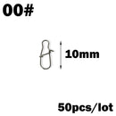 OUTKIT 50PCS Stainless steel Pin Swivel Fishing Accessories Connector Lure Clip Rolling Swivels Sea Fishing Tackle