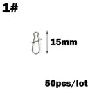 OUTKIT 50PCS Stainless steel Pin Swivel Fishing Accessories Connector Lure Clip Rolling Swivels Sea Fishing Tackle