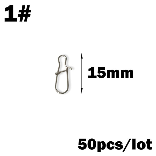 OUTKIT 50PCS Stainless steel Pin Swivel Fishing Accessories Connector Lure Clip Rolling Swivels Sea Fishing Tackle