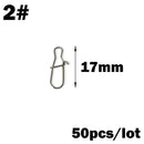 OUTKIT 50PCS Stainless steel Pin Swivel Fishing Accessories Connector Lure Clip Rolling Swivels Sea Fishing Tackle