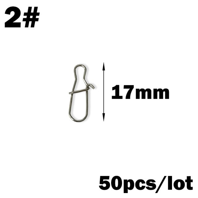 OUTKIT 50PCS Stainless steel Pin Swivel Fishing Accessories Connector Lure Clip Rolling Swivels Sea Fishing Tackle