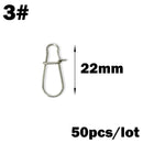 OUTKIT 50PCS Stainless steel Pin Swivel Fishing Accessories Connector Lure Clip Rolling Swivels Sea Fishing Tackle