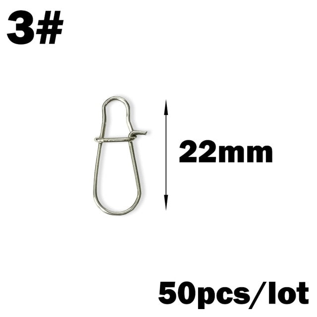 OUTKIT 50PCS Stainless steel Pin Swivel Fishing Accessories Connector Lure Clip Rolling Swivels Sea Fishing Tackle