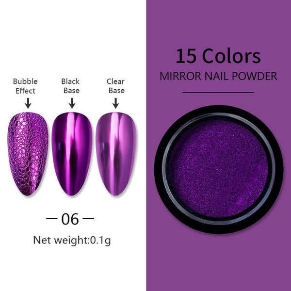 1 Box Double Rose Gold Color Nail Mirror Glitter Powder Nail Art Gel Polishing Chrome Flakes Pigment Dust Decorations