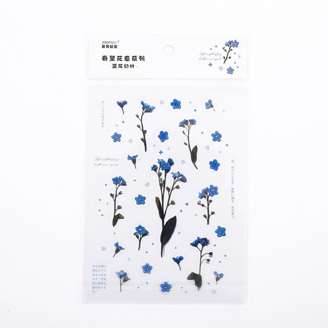 Mohamm 1Pcs Flat Spring To Flower Series Decoration Sticker PET Creative Stationary School Supplies