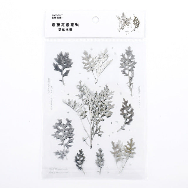 Mohamm 1Pcs Flat Spring To Flower Series Decoration Sticker PET Creative Stationary School Supplies