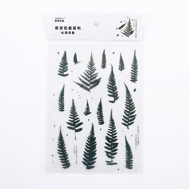Mohamm 1Pcs Flat Spring To Flower Series Decoration Sticker PET Creative Stationary School Supplies