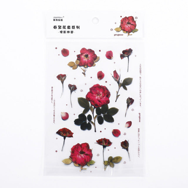 Mohamm 1Pcs Flat Spring To Flower Series Decoration Sticker PET Creative Stationary School Supplies