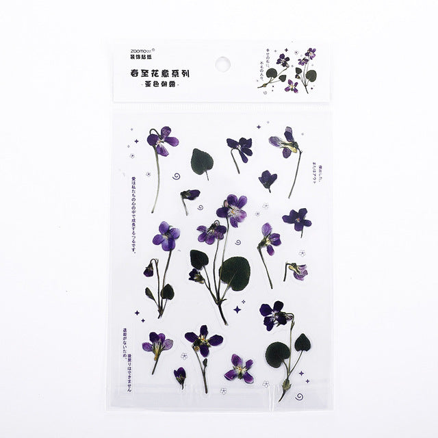 Mohamm 1Pcs Flat Spring To Flower Series Decoration Sticker PET Creative Stationary School Supplies