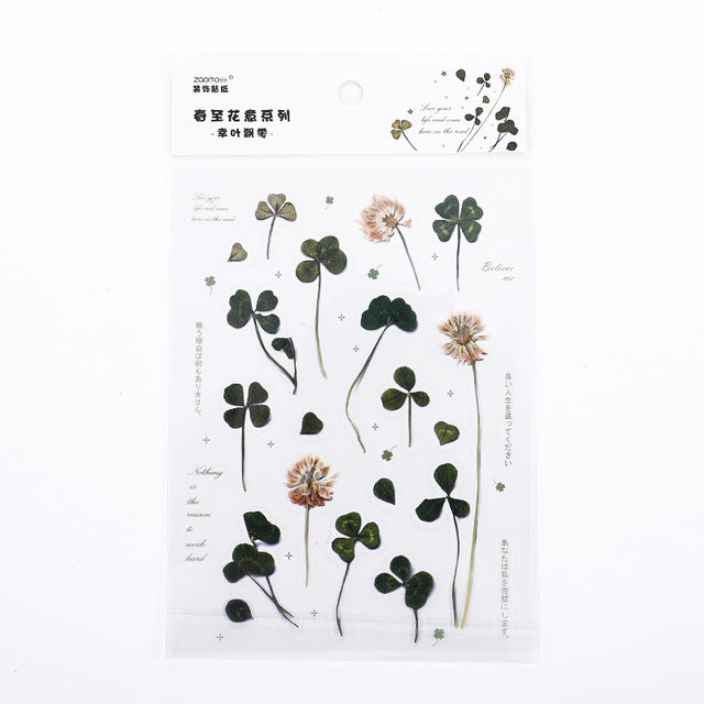 Mohamm 1Pcs Flat Spring To Flower Series Decoration Sticker PET Creative Stationary School Supplies