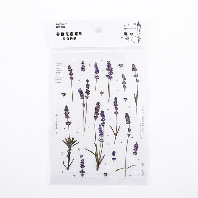 Mohamm 1Pcs Flat Spring To Flower Series Decoration Sticker PET Creative Stationary School Supplies