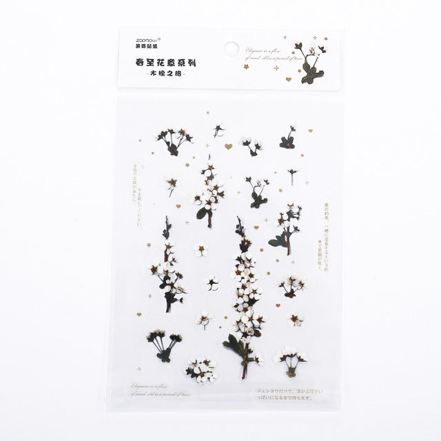 Mohamm 1Pcs Flat Spring To Flower Series Decoration Sticker PET Creative Stationary School Supplies