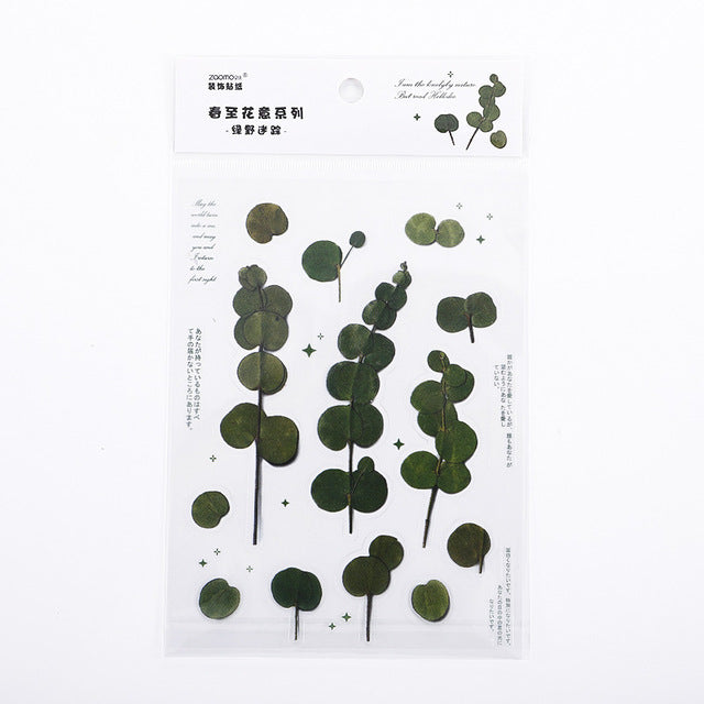 Mohamm 1Pcs Flat Spring To Flower Series Decoration Sticker PET Creative Stationary School Supplies