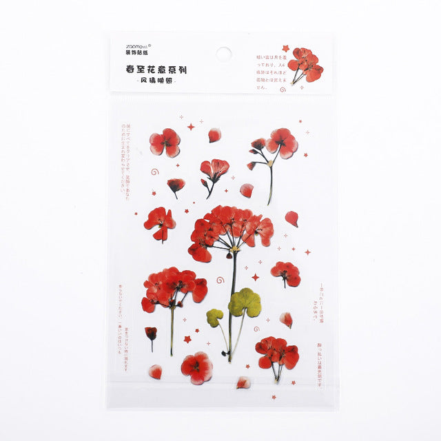Mohamm 1Pcs Flat Spring To Flower Series Decoration Sticker PET Creative Stationary School Supplies