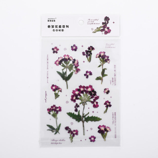 Mohamm 1Pcs Flat Spring To Flower Series Decoration Sticker PET Creative Stationary School Supplies