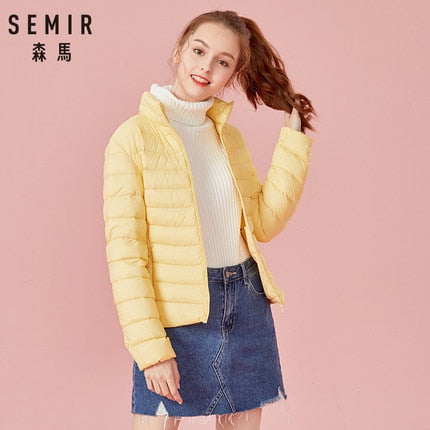 SEMIR 2020 Winter Down Jacket Women Short Jackets New 90 Down Hooded Warm Slim Winter Coat for Female Casual Tops winter jacket