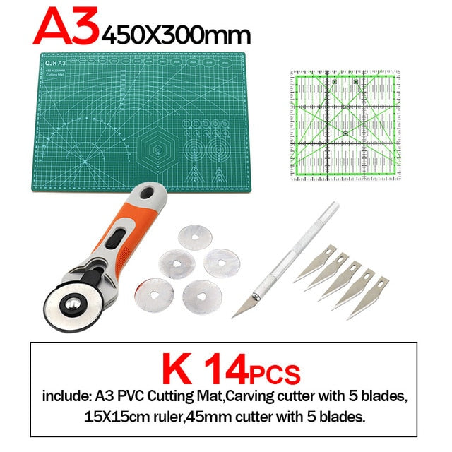 Professional Self-Healing, Double-Sided PVC Cutting Mat, Rotary Blade Compatible, Hammer,Hole Punches Leather Tool Set Sewing