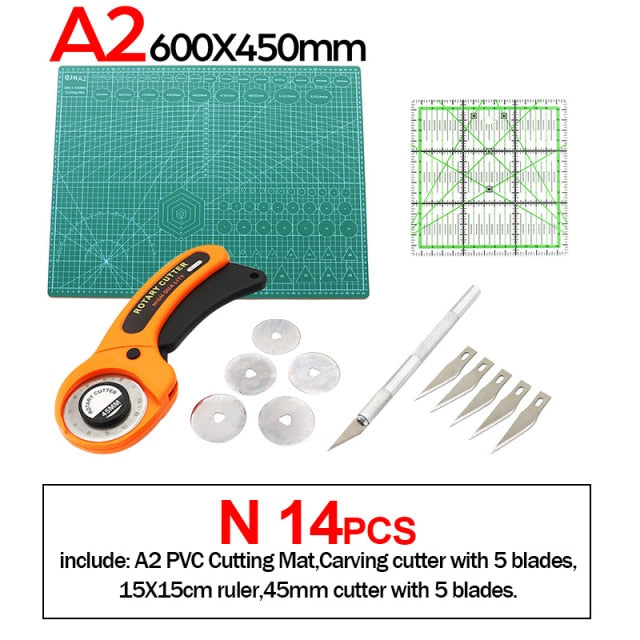 Professional Self-Healing, Double-Sided PVC Cutting Mat, Rotary Blade Compatible, Hammer,Hole Punches Leather Tool Set Sewing