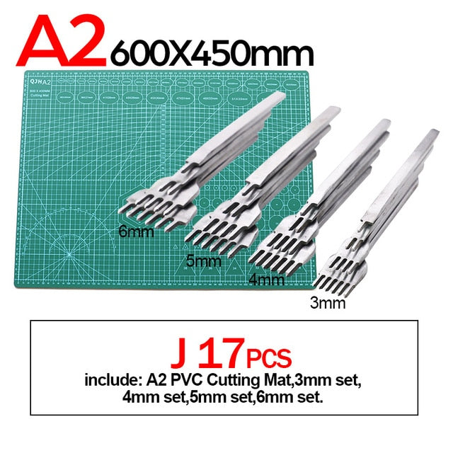 Professional Self-Healing, Double-Sided PVC Cutting Mat, Rotary Blade Compatible, Hammer,Hole Punches Leather Tool Set Sewing