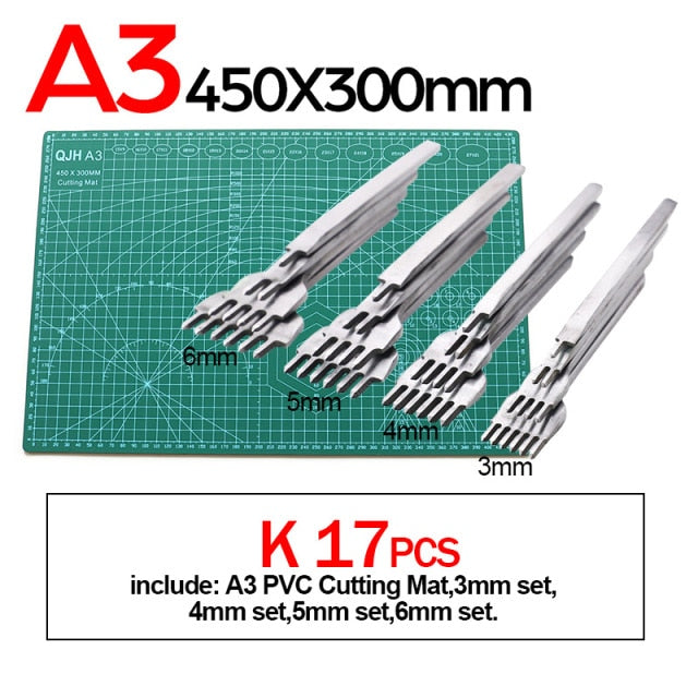 Professional Self-Healing, Double-Sided PVC Cutting Mat, Rotary Blade Compatible, Hammer,Hole Punches Leather Tool Set Sewing