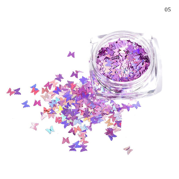 12 Colors Laser Butterfly Glitter Shiny Lip Gloss Glittering DIY Decor Butterflies Laser Flakes Lipgloss Base Mix Decorations 3g