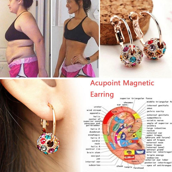 1 Pair Magnetic Slimming Earrings Lose Weight Body Relaxation Massage Slim Ear Studs Patch Health Jewelry Girls Women Best Gift