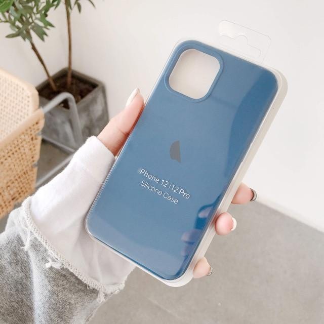 With LOGO Official Silicone Case For iphone 11 12 mini Pro case X XS MAX XR 7 8 6S 6 Plus Case ForApple iphone 7 8 plus 10 Cover