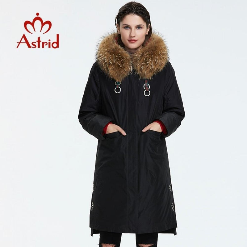 Astrid 2019 Winter new arrival down jacket women with a fur collar outerwear high quality long fashion women winter coat FR-7049