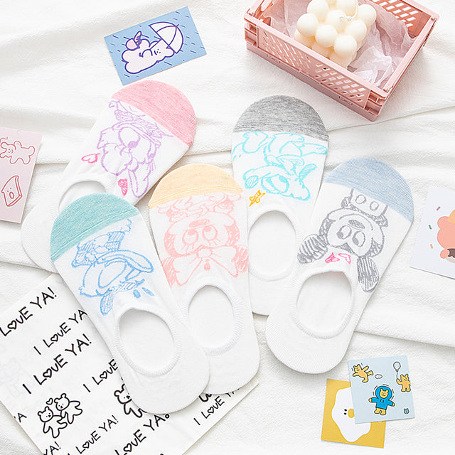 10 pieces = 5 pairs Korea Summer socks women Cartoon Animal bear mouse Socks Cute Funny Invisible cotton Ankle Socks Size 35-41
