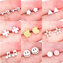 ASONSTEEL Girl Earrings Star/Love Letter/Smile/Snowflake/Owl/Flower/Round Stainless Steel Stud Earring for Women Daily Wear