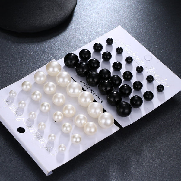 KISSWIFE 12Pairs/Set Simulated Pearl Earrings For Women Jewelry Bijoux Brincos Pendientes Mujer Fashion Stud Earrings