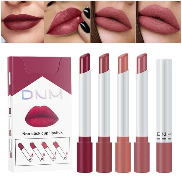 4 Colors Makeup Lipstick Cosmetics Lipstick Set Lip Tint Lip Gloss Waterproof Maquillaje Matte Long Lasting Make Up Pomade TSLM4