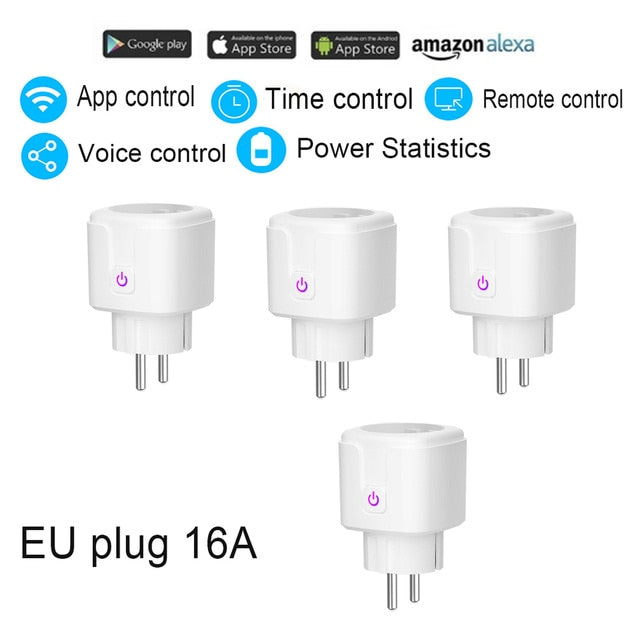 Smart Plug WiFi Socket EU 16A Power Monitor Timing Function Tuya SmartLife APP Control Work With Alexa Google Assistant 100-240V
