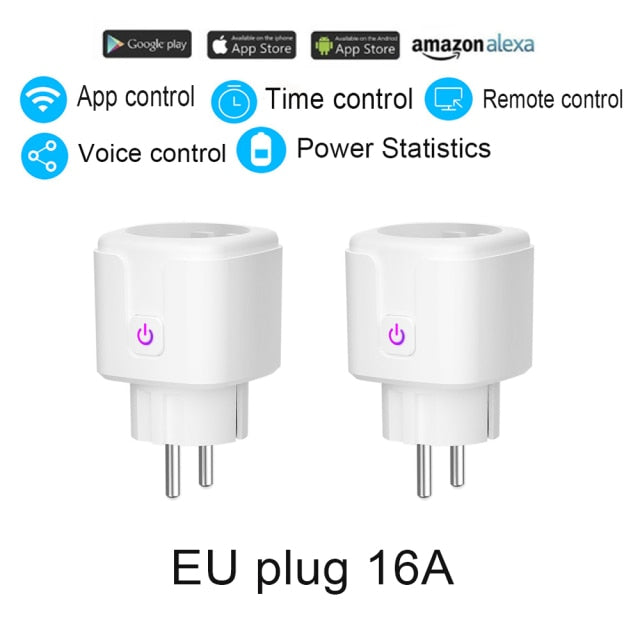 Smart Plug WiFi Socket EU 16A Power Monitor Timing Function Tuya SmartLife APP Control Work With Alexa Google Assistant 100-240V