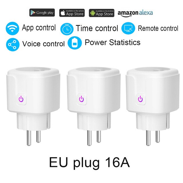 Smart Plug WiFi Socket EU 16A Power Monitor Timing Function Tuya SmartLife APP Control Work With Alexa Google Assistant 100-240V