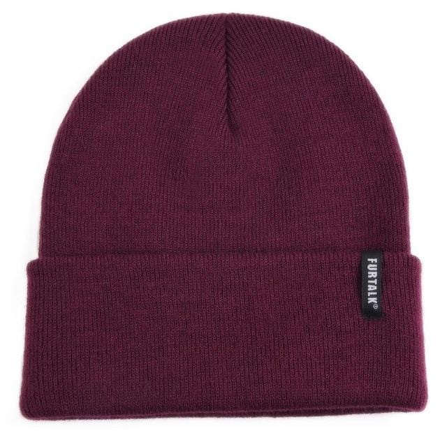 FURTALK Beanie Hat for Women Men Winter Hat Knitted Autumn Skullies Hat Unisex Ladies Warm Bonnet Cap Korean Black Red Cap