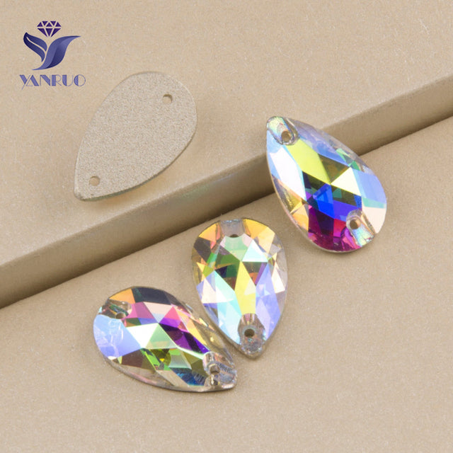 YANRUO 3230 Drop AAAAA Quality Sewing Crystal Flatback Rhinestones Sew On Stones Glass For Dresses Clothes Jewelry