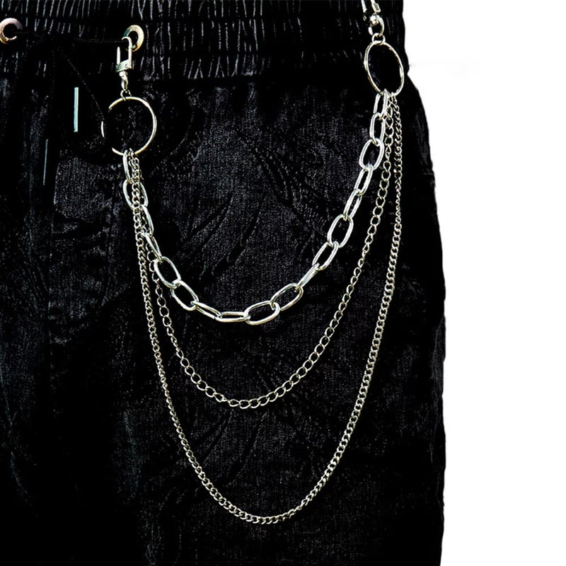 Vintage Long Metal Rock Trousers Hipster Pant Jean Keychain Ring Clip Tassel Keychains Women Accessory