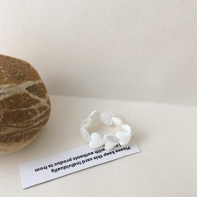 AOMU 2020 Fashion Crystal Beaded Rings Cute Minimalist Coloful Beads Geometric Stacked Fine Rings for Women Party Gift Jewelry