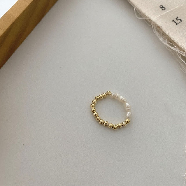 AOMU 2020 Fashion Crystal Beaded Rings Cute Minimalist Coloful Beads Geometric Stacked Fine Rings for Women Party Gift Jewelry