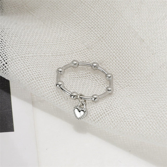 AOMU 2020 Fashion Crystal Beaded Rings Cute Minimalist Coloful Beads Geometric Stacked Fine Rings for Women Party Gift Jewelry