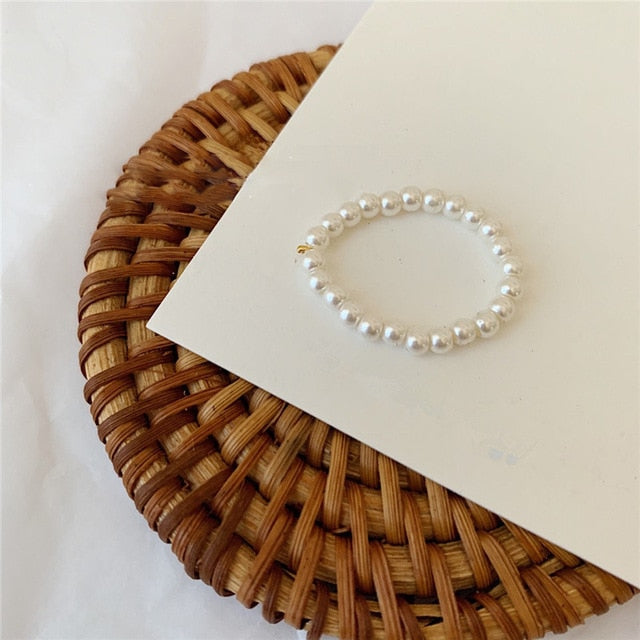 AOMU 2020 Fashion Crystal Beaded Rings Cute Minimalist Coloful Beads Geometric Stacked Fine Rings for Women Party Gift Jewelry