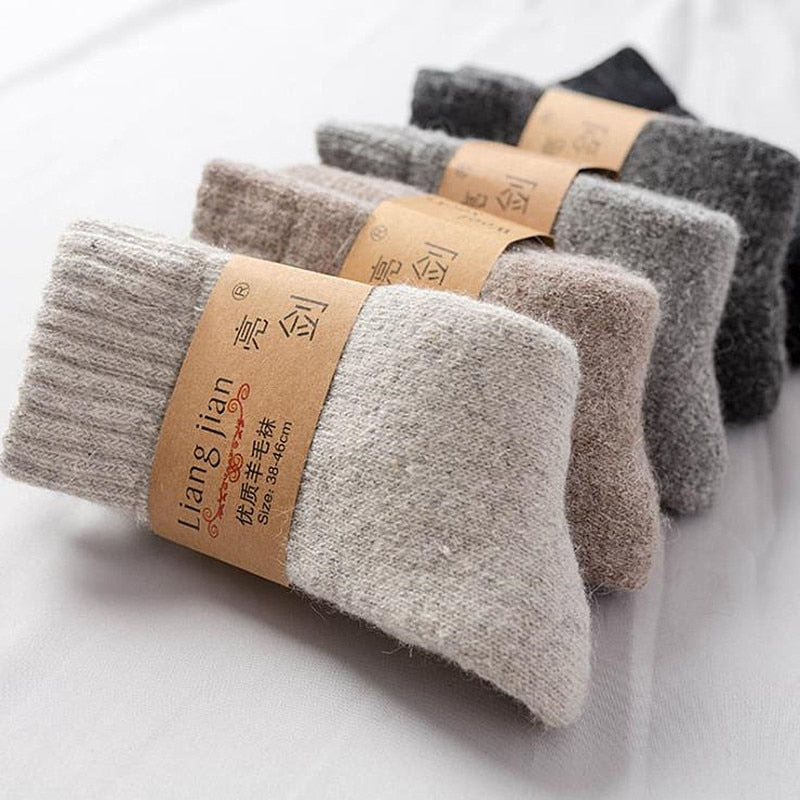 Christmas 2020 Winter Socks Men Super Thicker Solid Thermosocks Merino Wool Rabbit Socks Against Cold Snow Russia Male Warm Sock