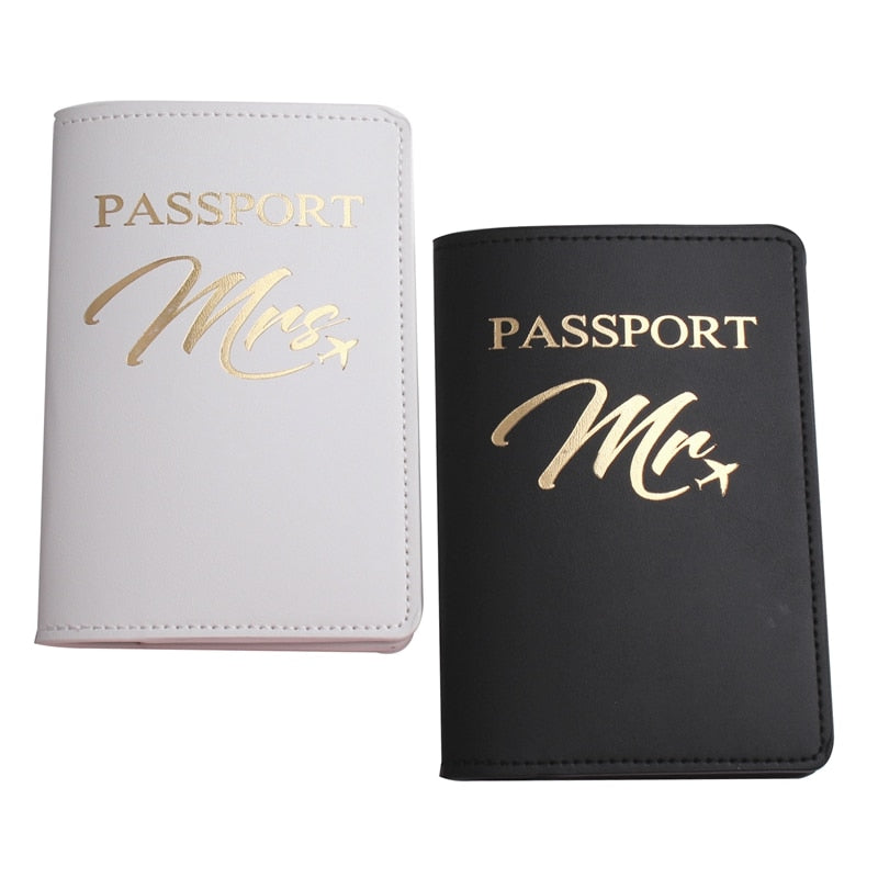 Zoukane Mr Mrs Lover Couple Passport Cover Embroidery Letter Women Men Travel Wedding Passport Cover Holder Travel Case CH26