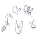 New 5-piece set of ear clips 2020 fashion gold women's ear bag leaf clip earrings factory wholesale